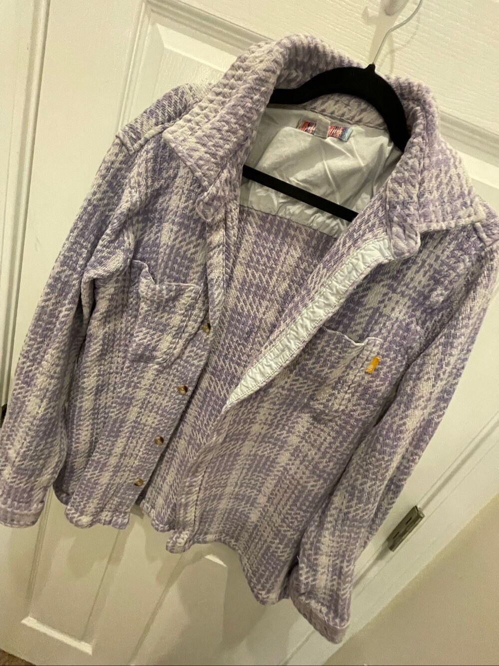 Urban Outfitters Women’s M Purple & White Textured Cotton Shirt Jacket Overshirt